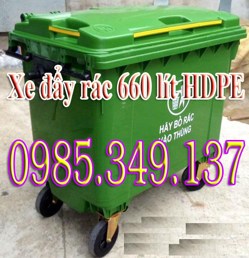 Xe đẩy rác 660 lít Composite, HDPE