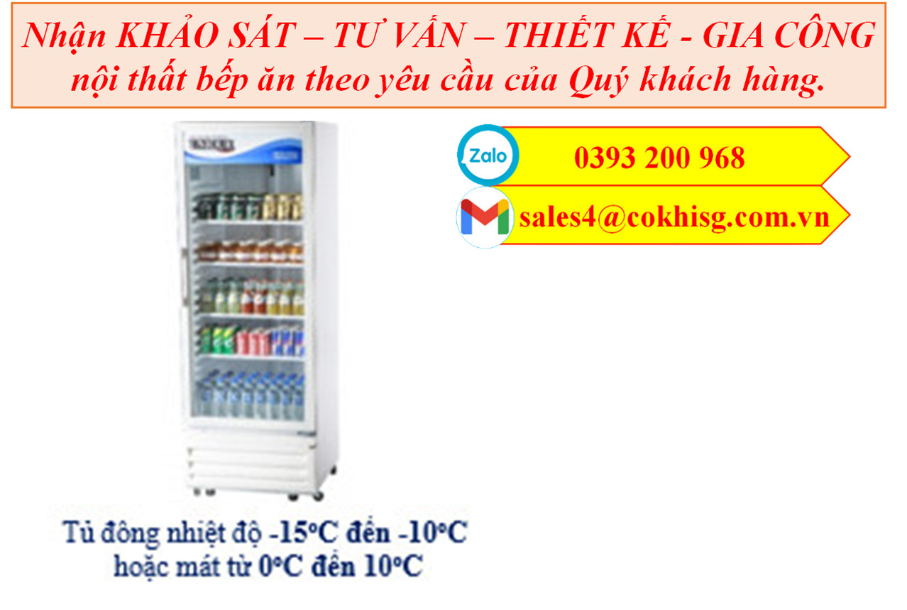 Tủ bảo quản lạnh thực phẩm 2 cánh, cửa kính Unique_Hàn Quốc